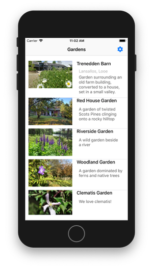 Screenshot of Garden List screen - Image